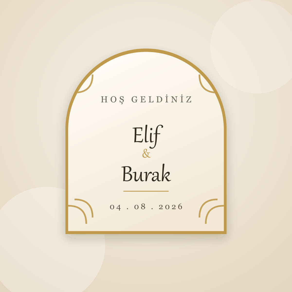 Altın Çerçeve Kemer Düğün Magneti