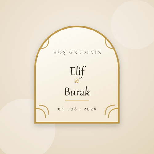 Altın Çerçeve Kemer Düğün Magneti