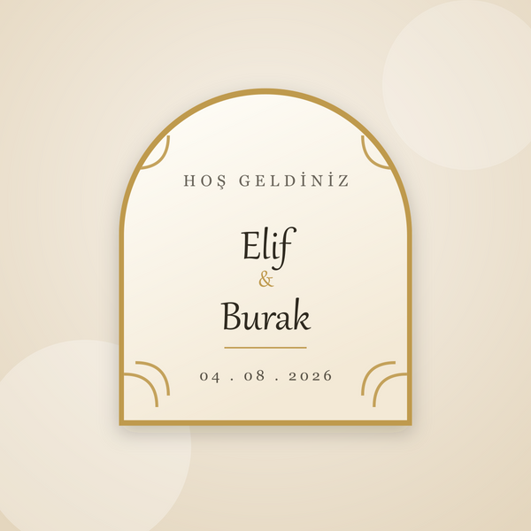 Altın Çerçeve Kemer Düğün Magneti