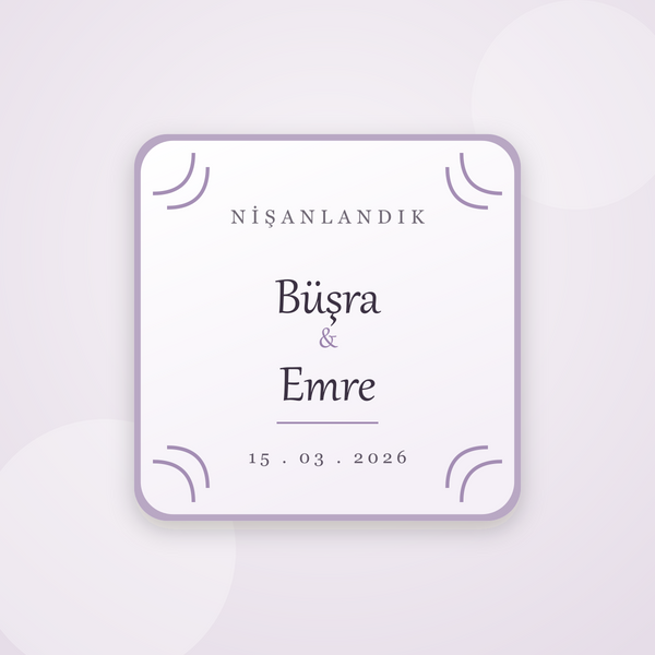Lila Minimal Nişan Magneti